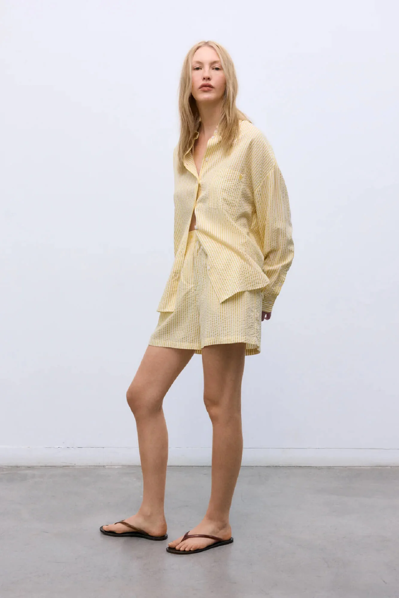 Alheli Yellow Striped Shorts - Image 3