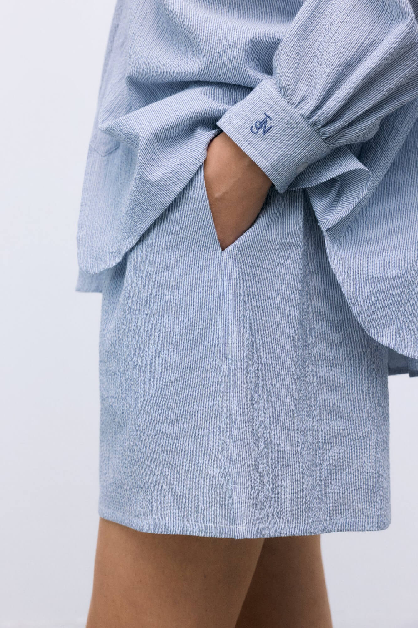 Cloe Blue Striped Shorts - Image 3