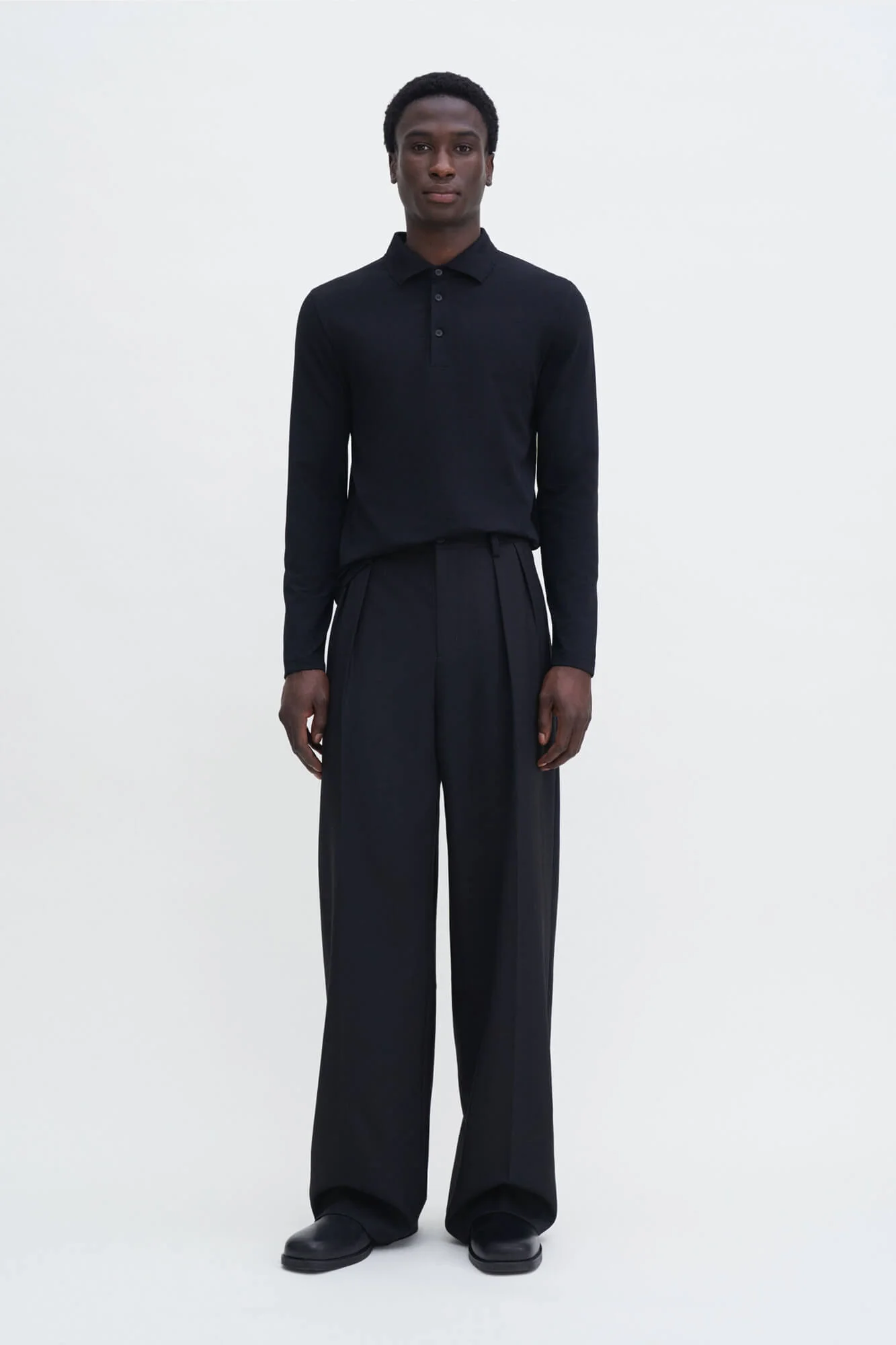 Luke Stretch Cotton Polo Shirt Black - Image 4