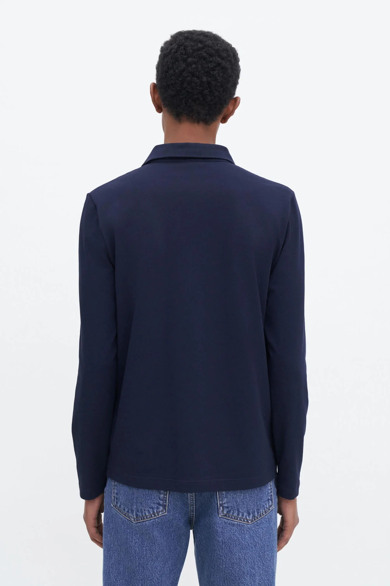 Luke Stretch Cotton Polo Shirt Navy - Image 3