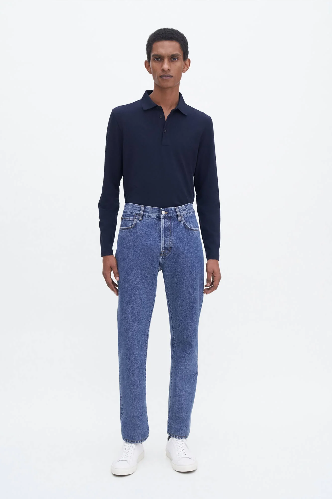 Luke Stretch Cotton Polo Shirt Navy - Image 4