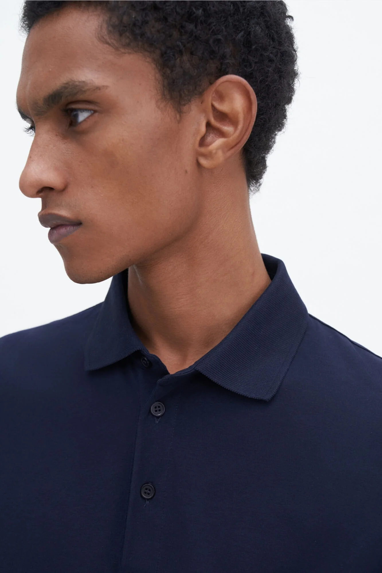 Luke Stretch Cotton Polo Shirt Navy - Image 5