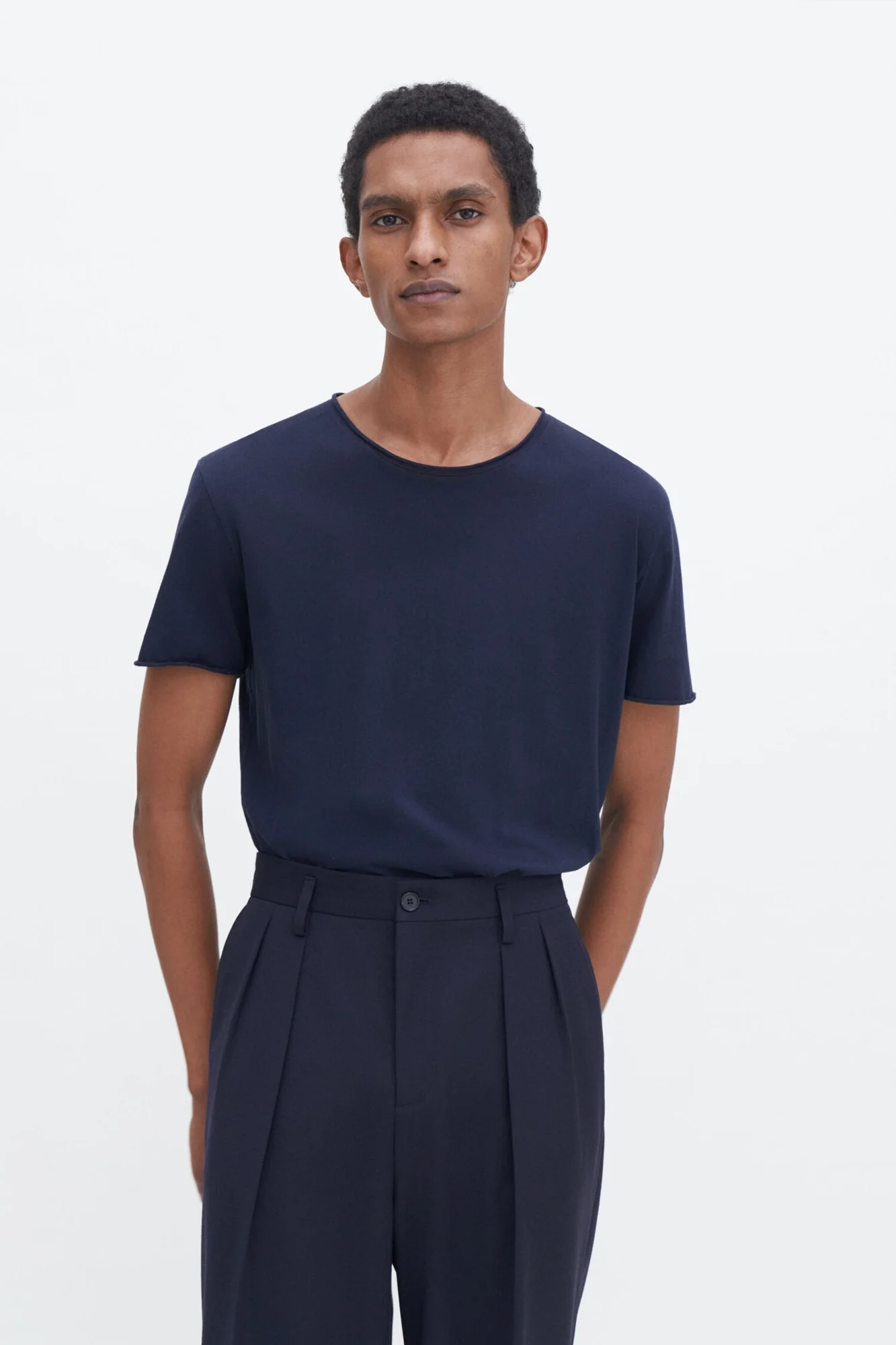 Roll Neck Tee Navy - Image 2