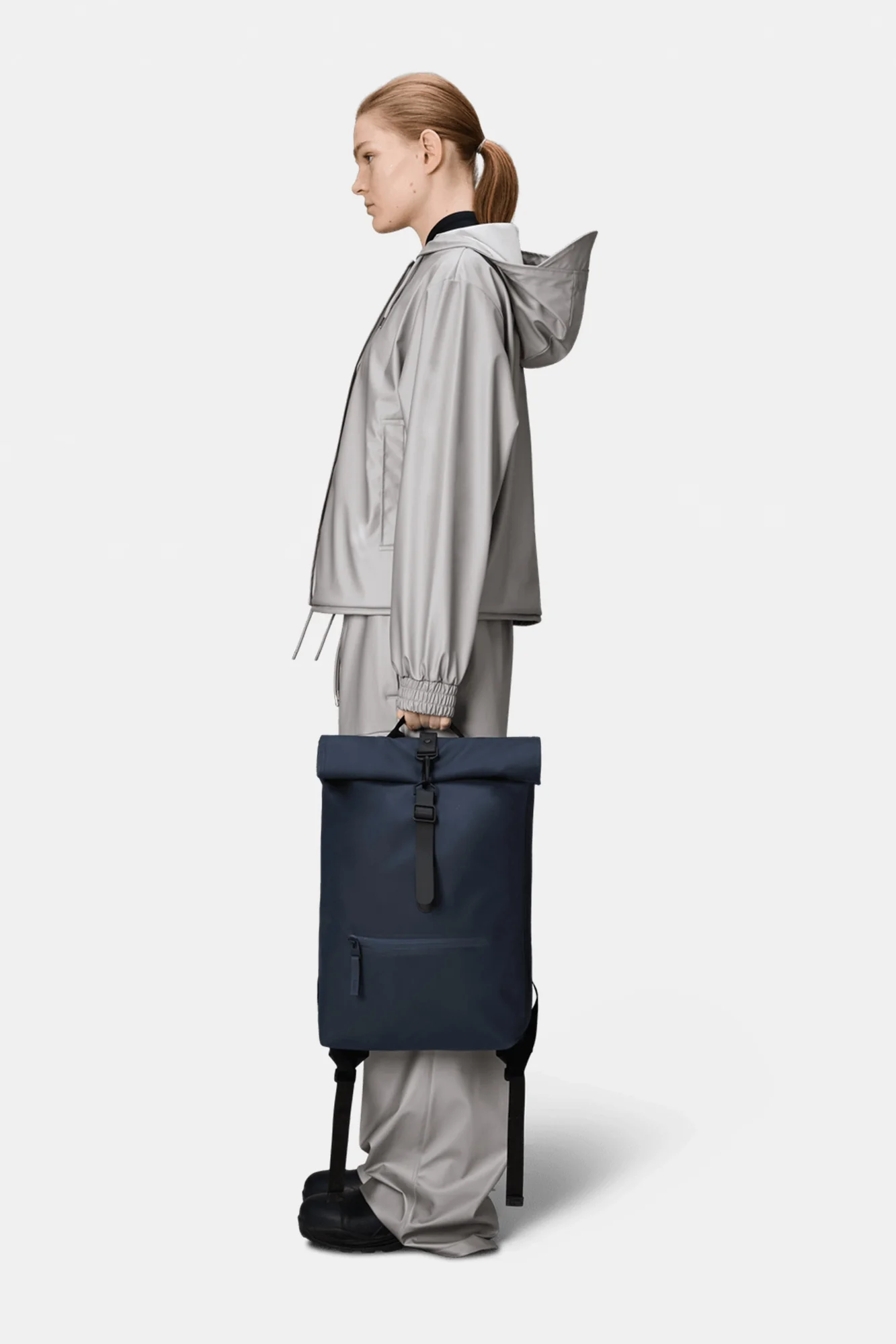Rolltop Rucksack Navy - Image 3