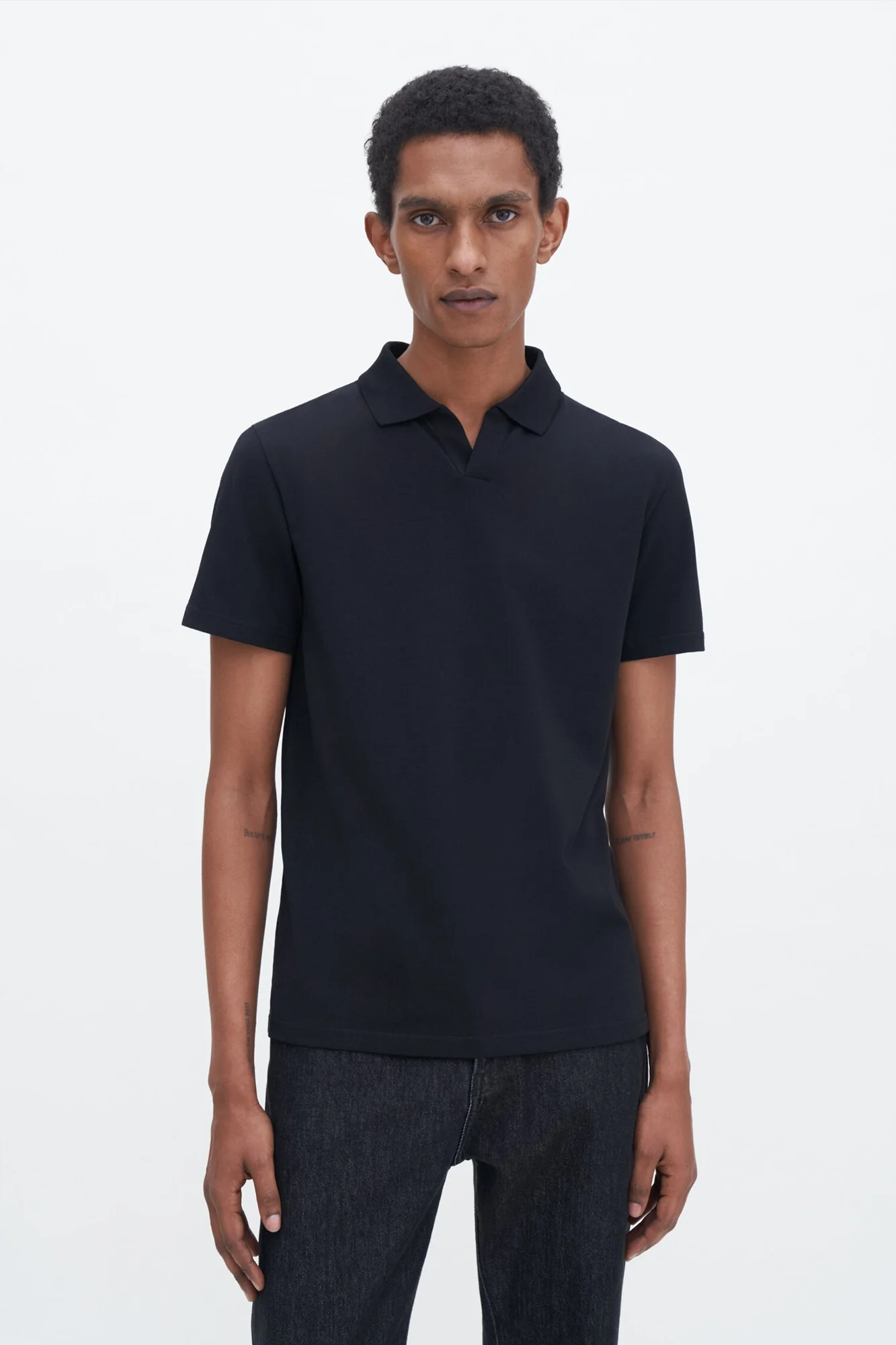 Stretch Cotton Polo Black - Image 2