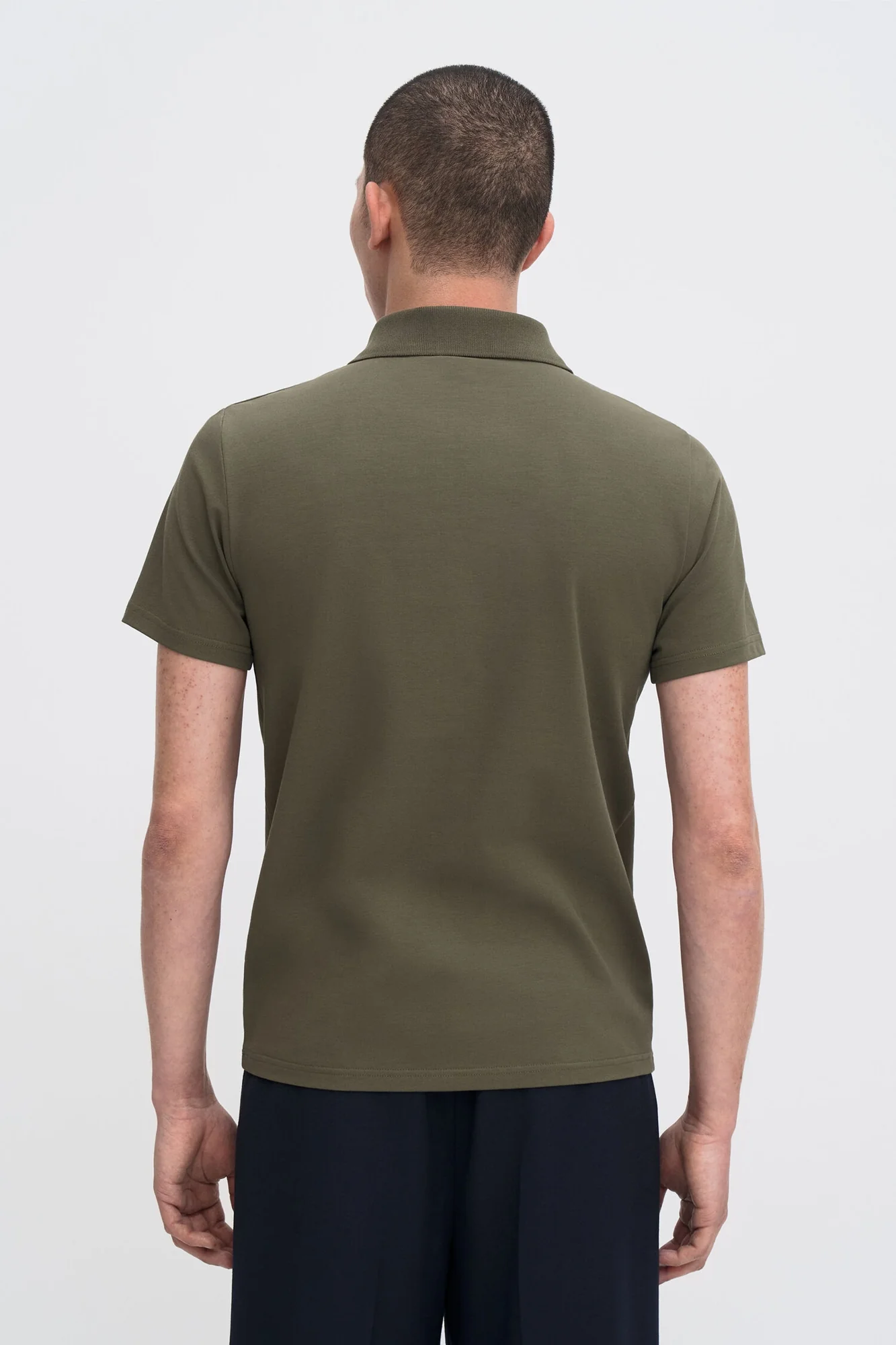 Stretch Cotton Polo Dark Olive - Image 3
