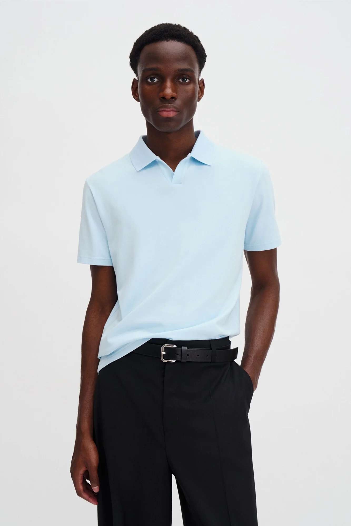 Stretch Cotton Polo Frost Blue - Image 2