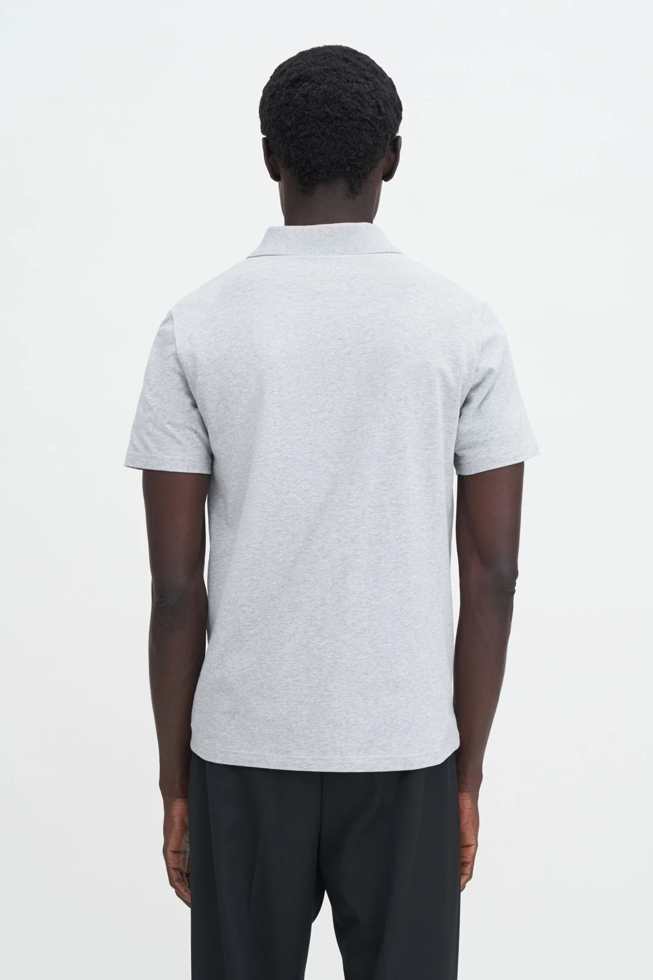 Stretch Cotton Polo Grey Melange - Image 3