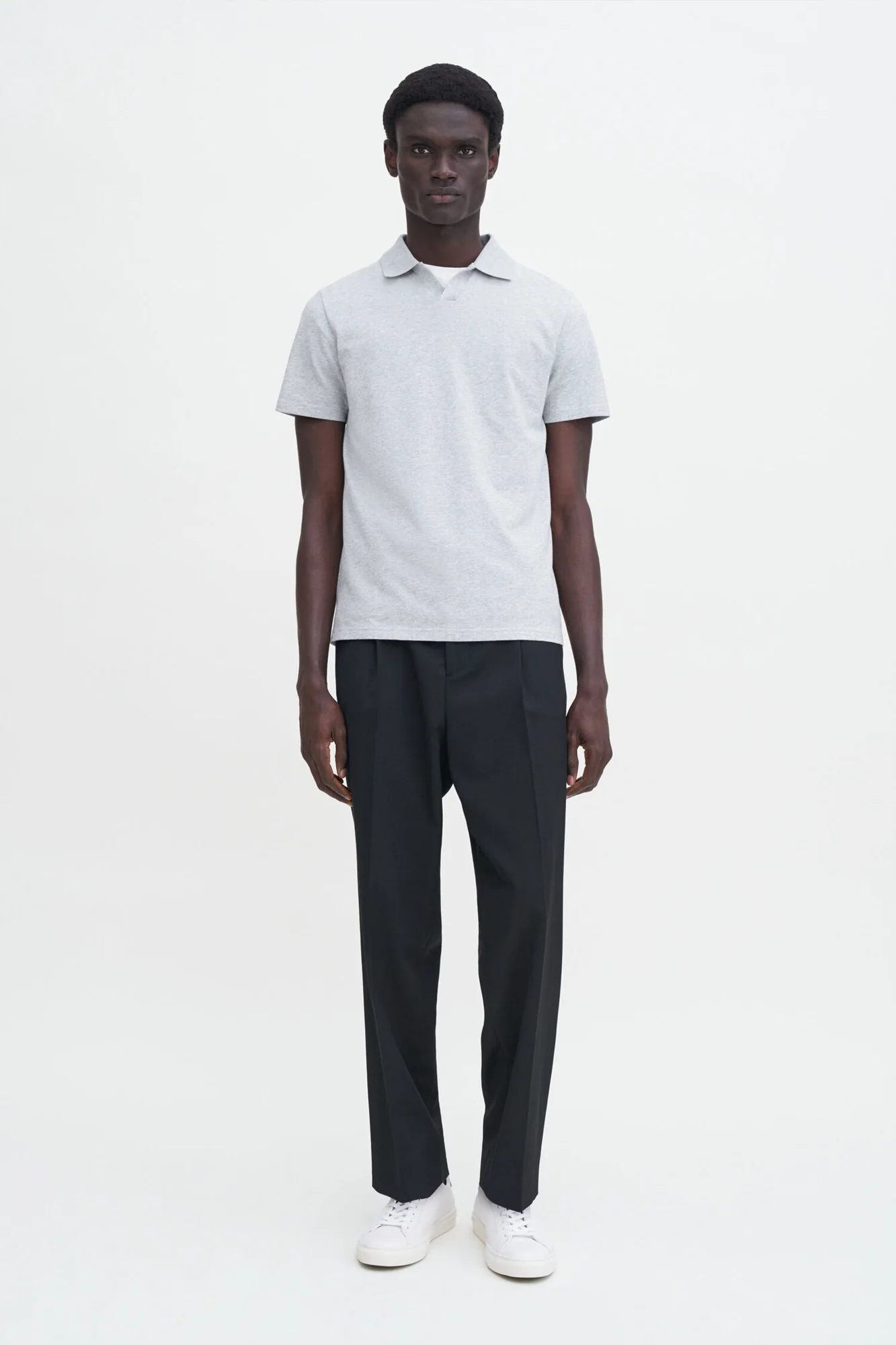 Stretch Cotton Polo Grey Melange - Image 4