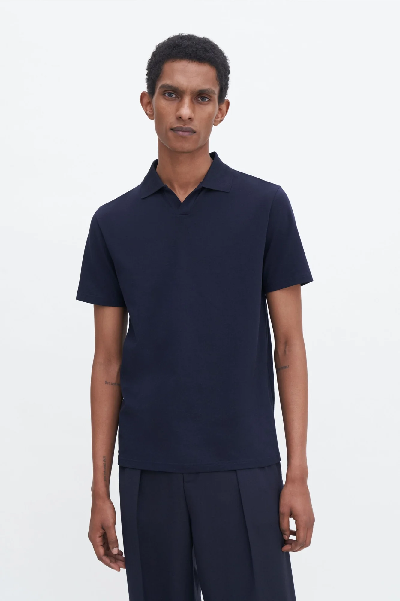 Stretch Cotton Polo Navy - Image 2