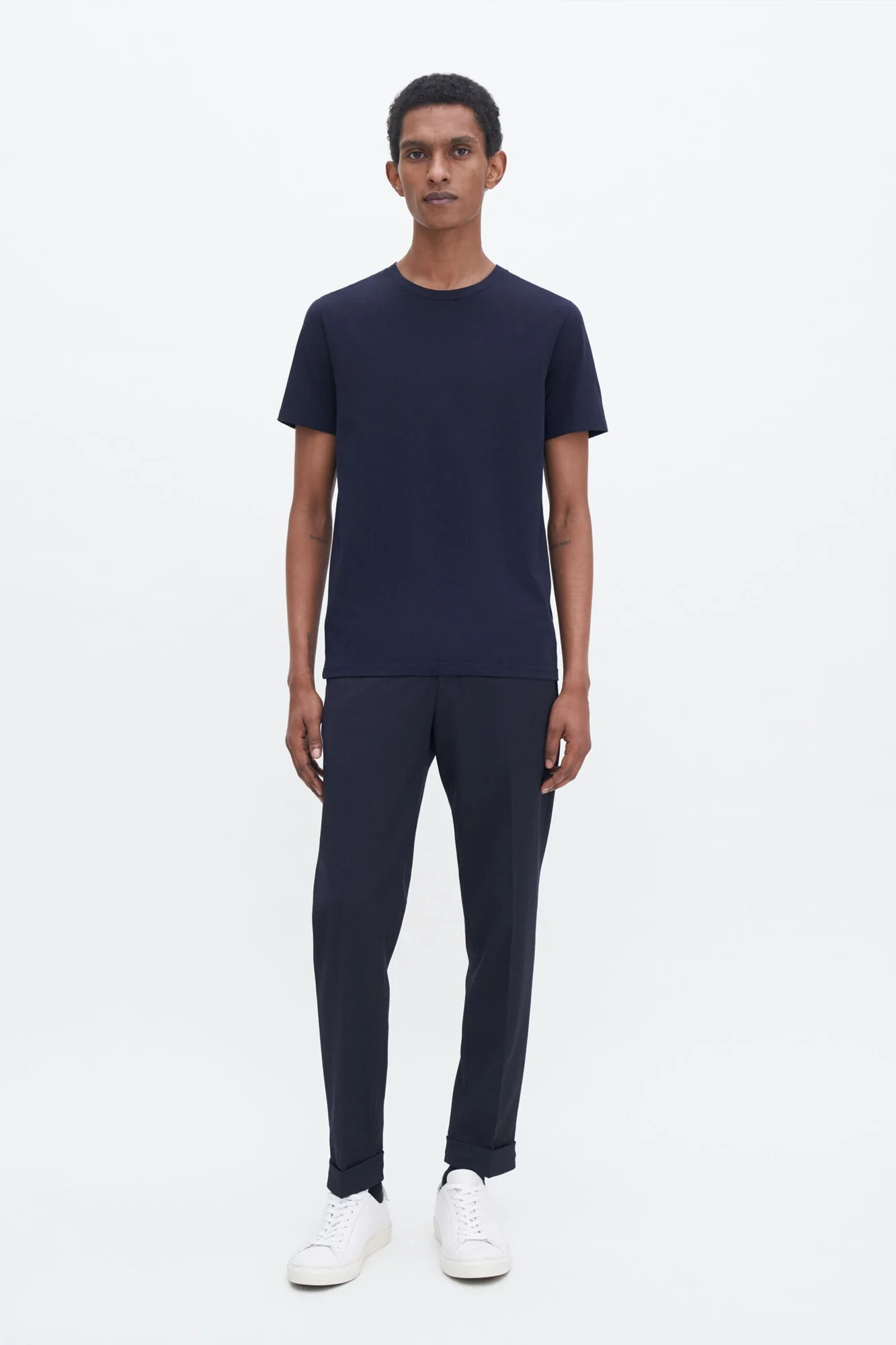 Stretch Cotton Tee Navy - Image 4